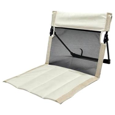 Imagem de Dynwave Cadeira de acampamento com encosto, assento de acampamento, assento de praia, almofada, cadeira de descanso dobrável para parque, churrasco, trekking, Bege