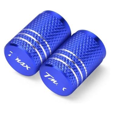 Imagem de Compatível com T-Max 500 TMAX 500 560 TMax 530 Acessórios de motocicleta Tampas de haste de válvula de pneu CNC tampas herméticas à prova de poeira (2 peças azuis)