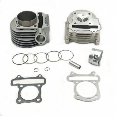 Imagem de Conjunto de kit de cabeça de cilindro GY6 180cc para scooters 152QMI/157QMJ, ciclomotores, quadriciclos, karts e 4 rodas - furo grande de 61 mm, válvulas de 69 mm