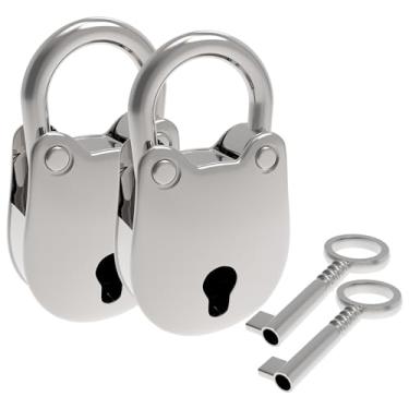 Imagem de SDTC Tech 2 peças mini cadeado antigo, retrô, estilo vintage, formato de cabeça de urso, fechaduras e chaves prateadas