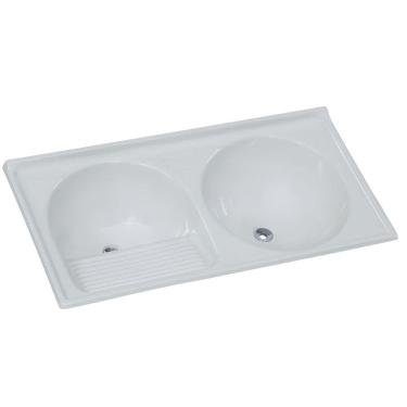 Imagem de Tanque De Granito Sintético Duplo N°2 110x55cm Branco - 500207 - A.j. Rorato