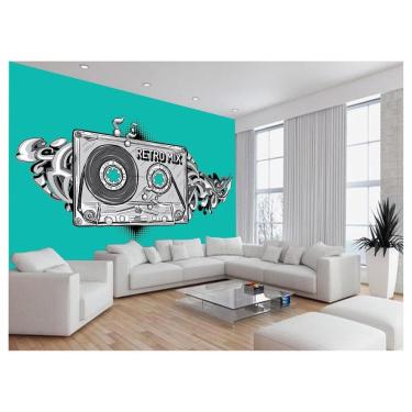 Imagem de Papel De Parede 3D Musica Fita Retrô Mix Tape 3,5M Mus36