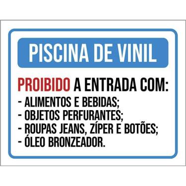 Imagem de Placa Piscina Vinil Proibido Alimentos Bebidas 27X35
