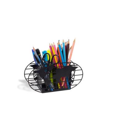 Imagem de Suporte Porta Caneta De Aco Mapa Mundi Grade 20Cm Preto