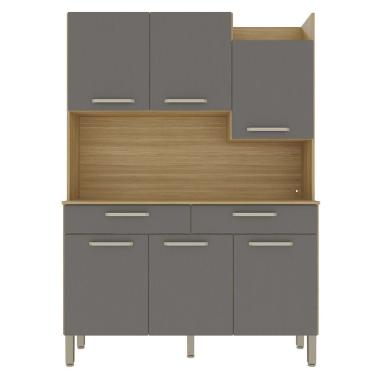 Imagem de Armário de Cozinha Compacta 132cm Stella Plus Freijó/Gris Z06 - Mpozenato