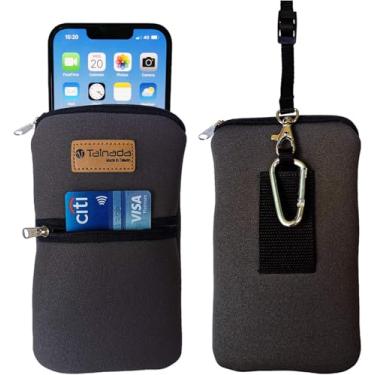Imagem de Tainada Capa masculina feminina de neoprene à prova de choque com zíper, bolsa com mosquetão, cordão de pescoço, coldre para cinto para iPhone 16/15 Pro Max, 16/15 Plus, 16e; Samsung S25, S24+, Z