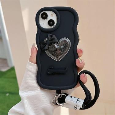 Imagem de Capa macia com estampa de coração Quicksand Love para Xiaomi Redmi Note 8 9 10 11 12 13 Pro Plus 5G 4G 10S 11S 12S, preta, para Redmi 12 4G