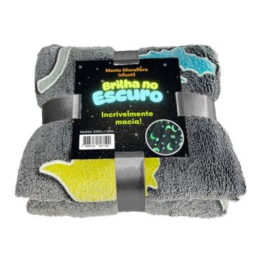 Imagem de Manta Premium Brilha No Escuro Cobertor Solteiro Infantil Microfibra Aveludada, Toque Macio Fluorescente Estampas Divertidas (Dinossauro)