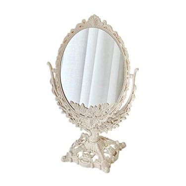 Imagem de TLTDSMY Espelho de maquiagem portátil para mesa espelho de maquiagem clássico minimalista pequeno espelho decorativo redondo espelho de beleza espelho de maquiagem de mesa adequado para viagens