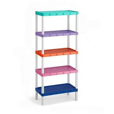 Imagem de Estante modular de plástico com prateleiras, adequada para cozinhas e quartos (5 Prateleiras Colorido)