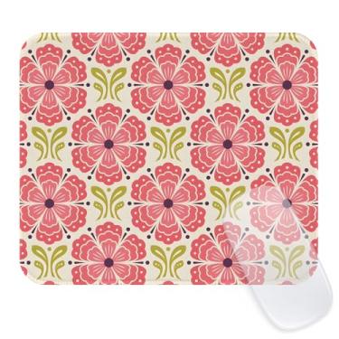 Imagem de Seorsok Tapete de mouse floral elegante florescendo, mouse pads texturizados premium para laptop de escritório, tapetes de mouse quadrados laváveis fofos com bordas costuradas estendidas base de