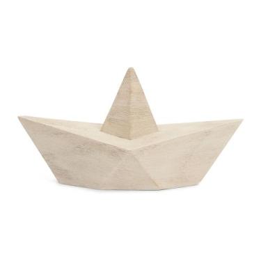 Imagem de Escultura decorativa barco de origami em polirresina mart, bege