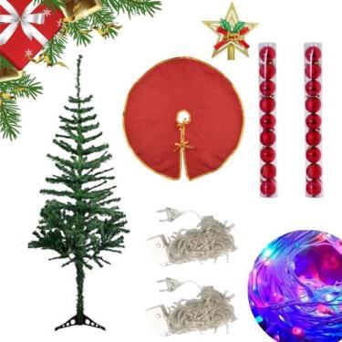 Imagem de Árvore de Natal 150cm 200 Galhos 2 Pisca Pisca Colorido Estrela Topo S