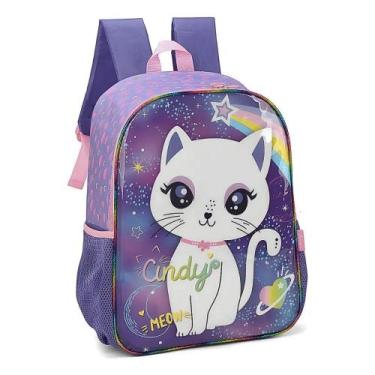 Imagem de Mochila De Costas Infantil Criança Escolar Feminina gatinha Cindy - Lu