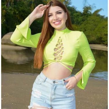Imagem de Cropped manga longa - Lis belle , M, Cores, Preto, Branco, Verde lima,
