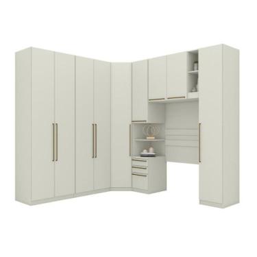 Imagem de Quarto Modulado Casal 9 Portas 3 Gavetas Canto Oblíquo Areia - Henn