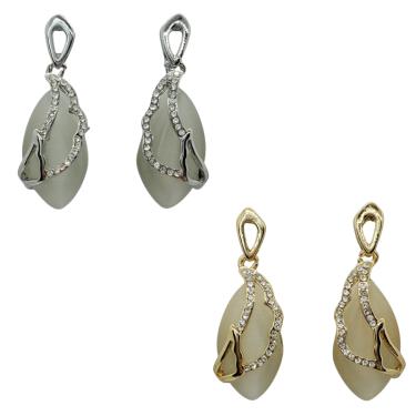 Imagem de Brinco Folheado Pedra com Strass - Selecione a Cor