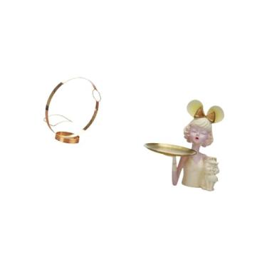 Imagem de Fenteer Suporte para Garrafas de Vinho de Ferro com Bandeja para Chaves de Estátua de, Organizador de Porta-vinhos de Metal de Arte Moderna, Suporte de