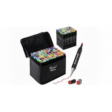 Imagem de Kit Canetinhas para Colorir 60 Cores Inclui Base Organizadora – Canetas Dupla Ponta Profissionais | Canetinha Marcador Lápis de Cor para Pintura, Desenho, Escola e Artesanato
