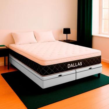 Imagem de Cama Box Baú King Branco E Colchão Dallas Molas Vstore