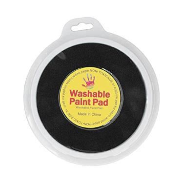 Imagem de Bloco de tinta lavável redondo artesanato almofadas de tinta infantil DIY grafite impressão digital carimbo para tecido de madeira scrapbook à base de água esponja de tinta diâmetro 18 cm (preto)