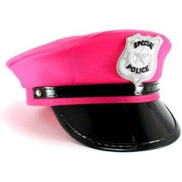 Imagem de Chapéu Temático Tipo Quepe – Fantasia Criativa e Acessório Perfeito para Carnaval, Festas e Halloween | Leve, Confortável e com Acabamento Durável para Uso em Eventos (Polícial Rosa)