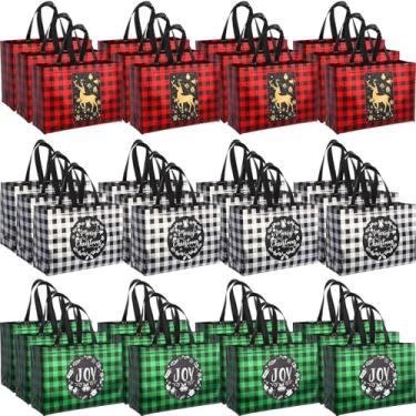 Imagem de Tiamon 36 sacos de presente de Natal com alças grandes sacos de Natal para presentes, não tecidos, guloseimas de Natal, doces, petiscos, presentes de embrulho para lembrancinhas de festa de Natal