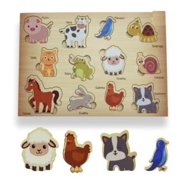 Imagem de Kit 3 Tabuleiros Educativos de Madeira, Quebra-Cabeça Infantil com Alfabeto, Animais e Transportes, Brinquedo Pedagógico para Crianças de 2 a 5 Anos (Alfabeto)