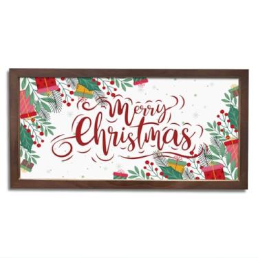 Imagem de Placa de Feliz Natal, Sinais de Decoração de Natal de Madeira, Arte de Parede Emoldurada de Madeira, Decoração de Casa de Fazenda, Suprimentos de Decoração de Festa de Natal, Placa de Madeira