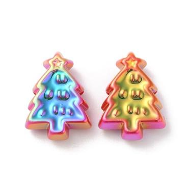 Imagem de 20 contas de acrílico de Natal, revestimento UV, árvore de Natal, contas espaçadoras soltas de plástico para fabricação de joias de Natal, colar, pulseira, brinco, chaveiro, artesanato DIY