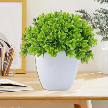 Imagem de Bonsai artificial, planta em vaso artificial, pequena árvore, grama, ornamento, plantas falsas, ambientes internos, decoração de sala de estar, banheiro (estilo 4, 13 x 13 cm)