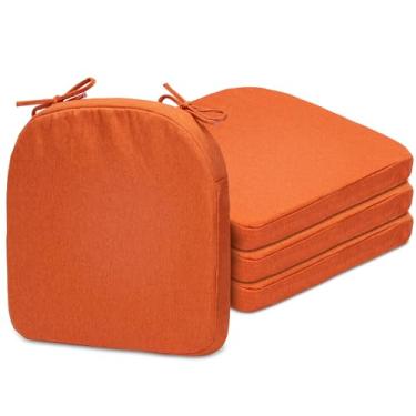 Imagem de SQUARE MOON Almofadas de cadeira para cadeiras de jantar, almofadas de espuma de alta resiliência para sala de jantar, almofadas de assento de cozinha com laços, lavável na máquina, 43 x 40 x 5 cm