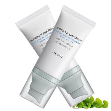 Imagem de 2 peças de protetor solar Centella FPS 50 – proteção de longa duração – sem gesso branco – hidratante e não oleoso – protetor solar Centella Madagascar – Hyalu Cica – Soro solar com ajuste de água 50