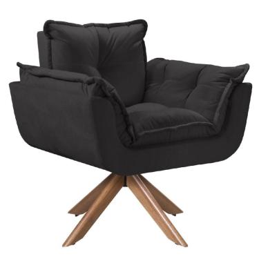 Imagem de Poltrona Opala Giratória Madeira Suede Preto