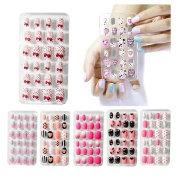 Imagem de Caixa 12 Unhas Postiças Infantil Decoradas Nail Art - Dafu