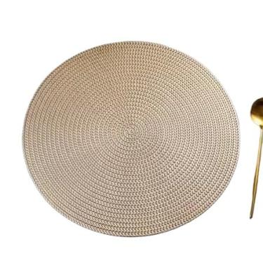 Imagem de Kit 4 Ou 6 Peças Mesa Sousplat Cozinha Redondo Jantar Descanso De Prato(KIT 4 DOURADO METÁLICO)