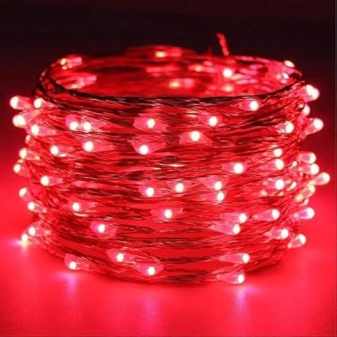 Imagem de Cordão de fio de cobre USB, luzes LED à prova d'água, guirlandas, luzes de iluminação de fadas, festas de casamento, Natal, decoração de casa, lâmpadas (vermelho, 2 m)