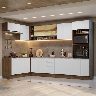 Imagem de Armário De Cozinha Completa De Canto 499cm Rustic/branco Stella Madesa 02 Rustic/branco