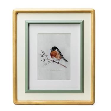 Imagem de ibalux Moldura natural de 20 x 25 cm, acabamento branco e verde, madeira de pinho com vidro verdadeiro, fosco para 13 x 17 cm, vertical e horizontal para pendurar na mesa ou na parede