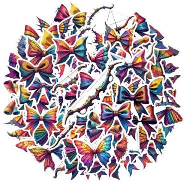 Imagem de 50 peças de adesivos de borboleta arco-íris PVC adesivos artísticos de arco para notebook, bagagem, celular, copo, mala, geladeira, telefone, bagagem, laptop, guitarra, carro, brinquedos