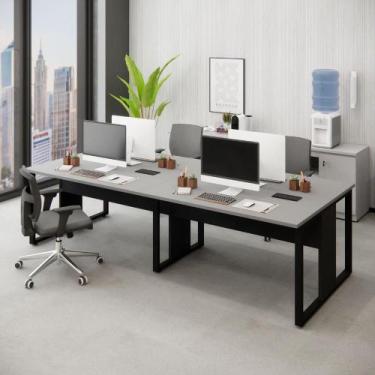 Imagem de Mesa de Escritório Plataforma 4 Pessoas 2,70m CSP Pés Metal - F5 Offic