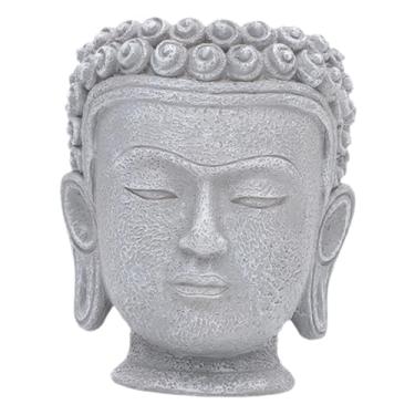 Imagem de IEUDNS Vaso de flores em forma de cabeça de Buda, estatueta decorativa, organizador de presentes, recipiente para plantas, para centro de mesa, casa, jardim, Altura 10.6 Cm