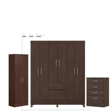 Imagem de Guarda Roupa Casal Flash 2 Com Multiuso Golden Com Cômoda Astral Café - Demóbile