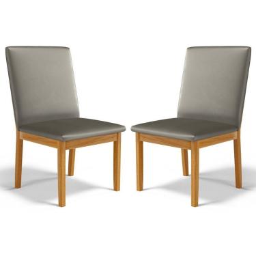 Imagem de Kit Com 2 Cadeiras Daniela Madeira Maciça Estofada Para Mesa De Jantar Veludo Chumbo 109