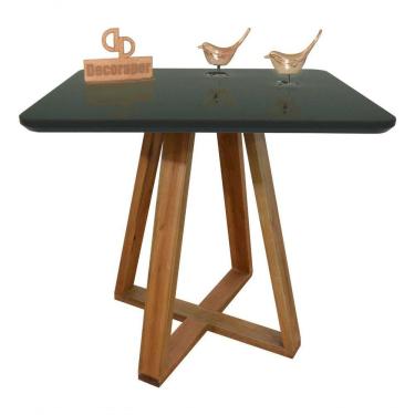 Imagem de Mesa Jantar Base X Tampo Retangular Laca Com Vidro 100x70cm Preto