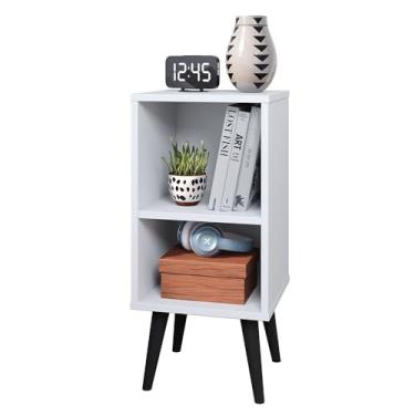 Imagem de Mesa de Cabeceira Com Nicho Pés Palito Retrô Quarto Cama Charme (Branco)