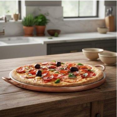 Imagem de Forma de Pizza Pedra Sabão Grande 37 cm Cobre - So Jos