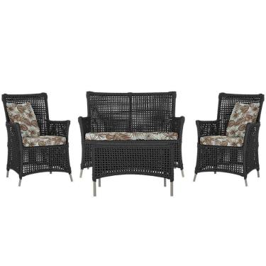 Imagem de Jogo Sofá E 2 Poltronas E Mesa Igapó Fendi E6 Trama Original Preto