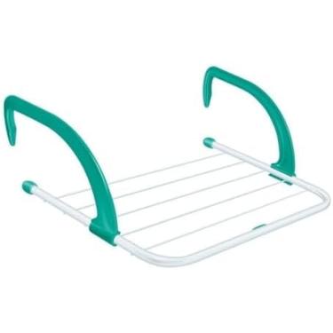 Imagem de Varal Portátil de Encaixe Para Janela ou Varanda Secador de Roupas Retrátil Compacto Aço Resistente Casa e Lavanderia