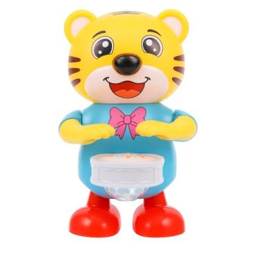 Imagem de Mini Tigre Musical Dançarino, Brinquedo Educativo com Tambor e Luzes, Plástico, Vermelho e Verde, 8 Sons, para Bebês a Partir de 18 Meses, Funciona com Pilhas AAA